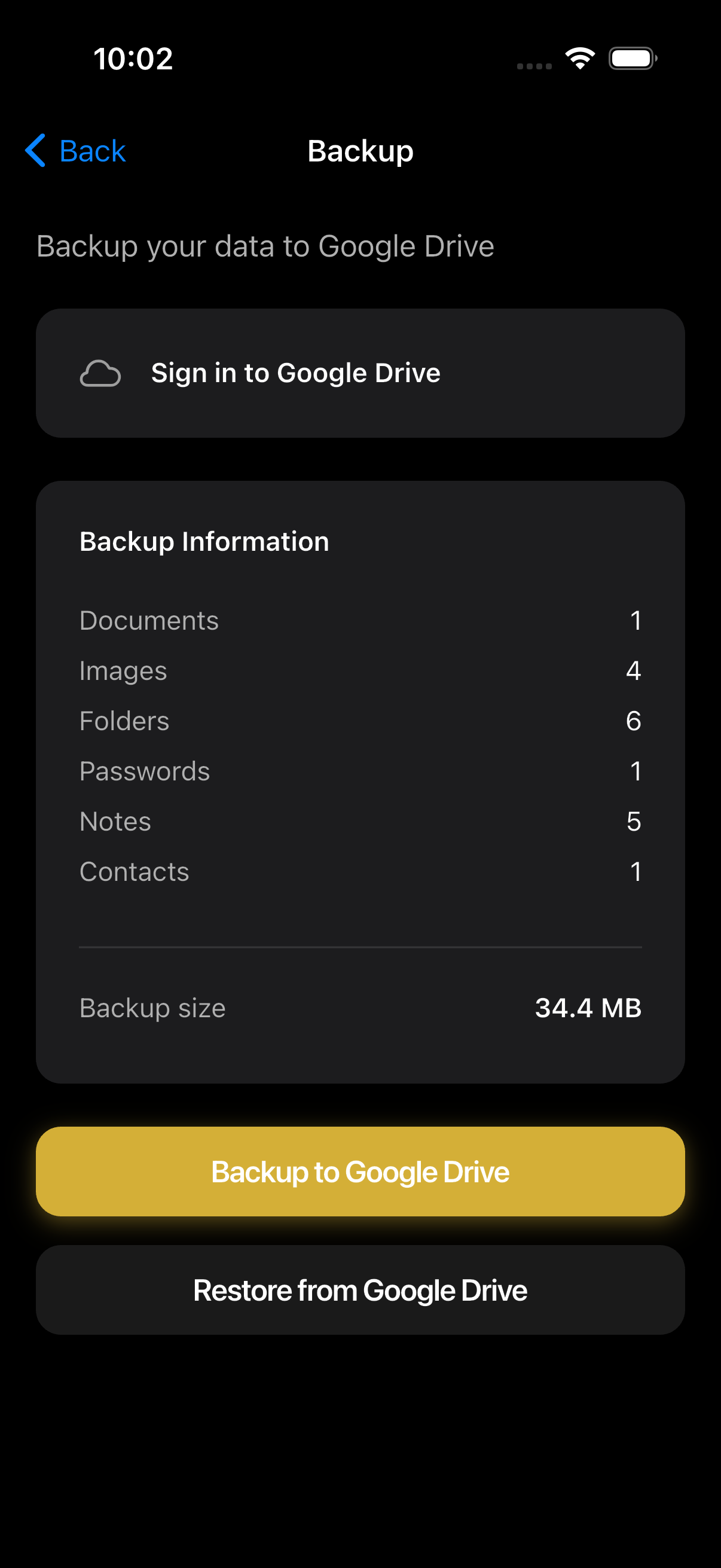 Backup - Dark Theme